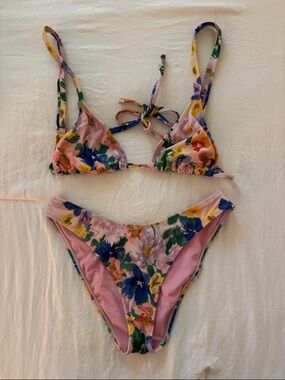 Pacsun Floral Pink Blue Bikini Size Small
